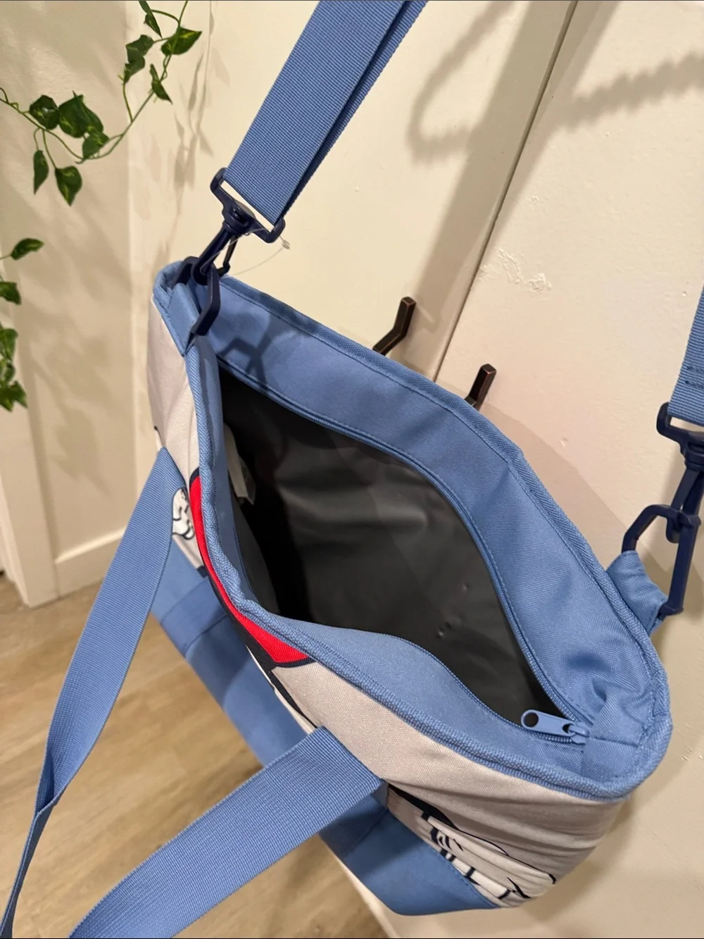 Blue Cartoon Graphic Crossbody Tote Bag